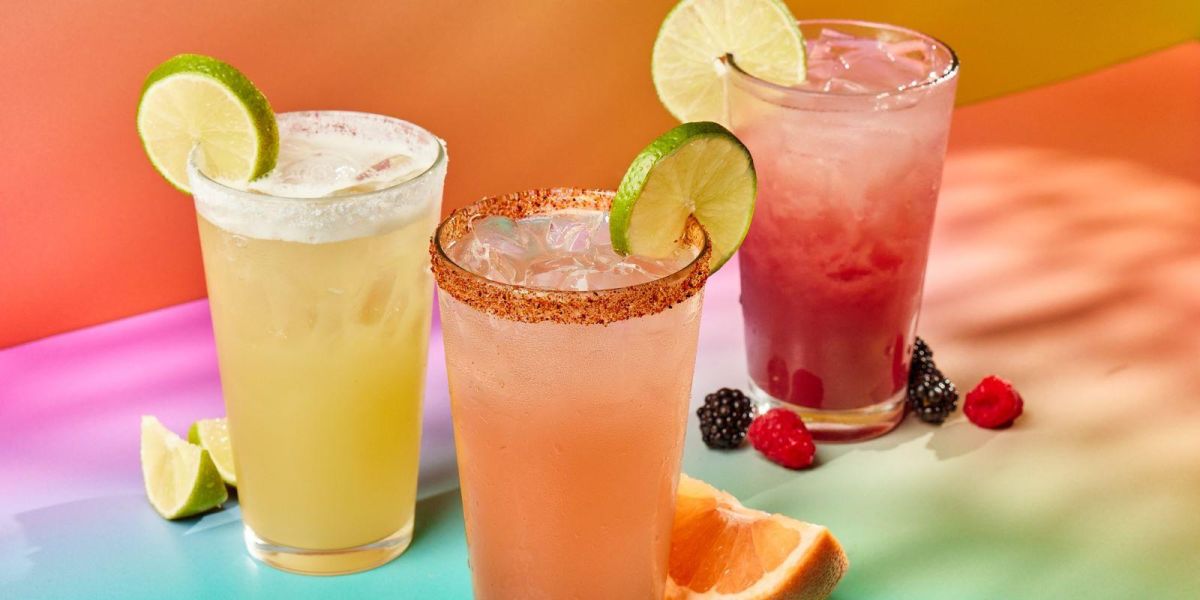 Three non-alcoholic mocktails served on a table. Only at Chuy's.