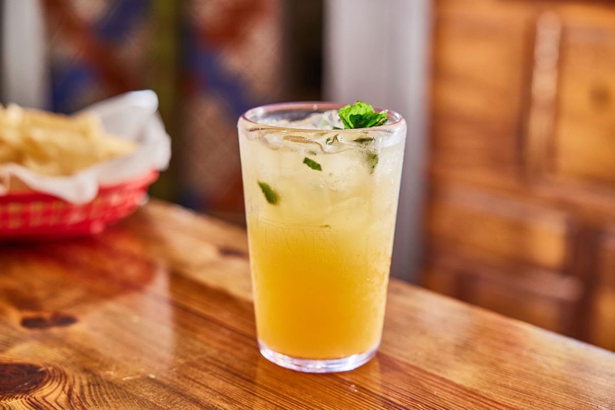 Smashin' Peachy, served on a glass. Only at Chuy's.